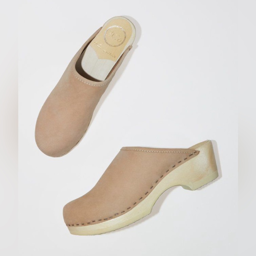 No. 6 Clogs Old School Clog on Mid Heel in Bone Size 7